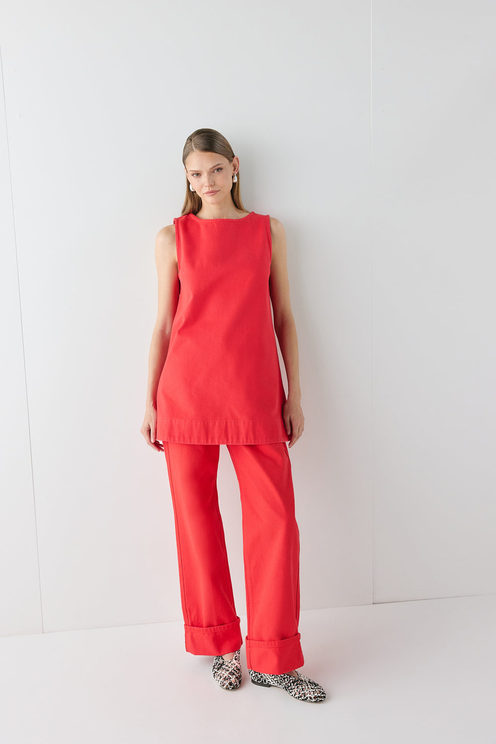 Aftersun Denim Mini Dress Red 