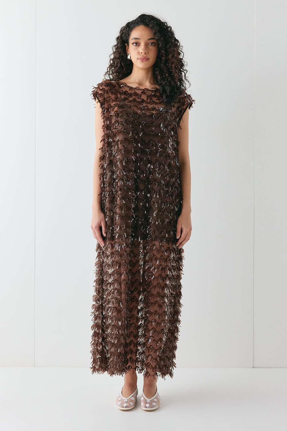 Natalia Sequin Maxi Dress Chocolate