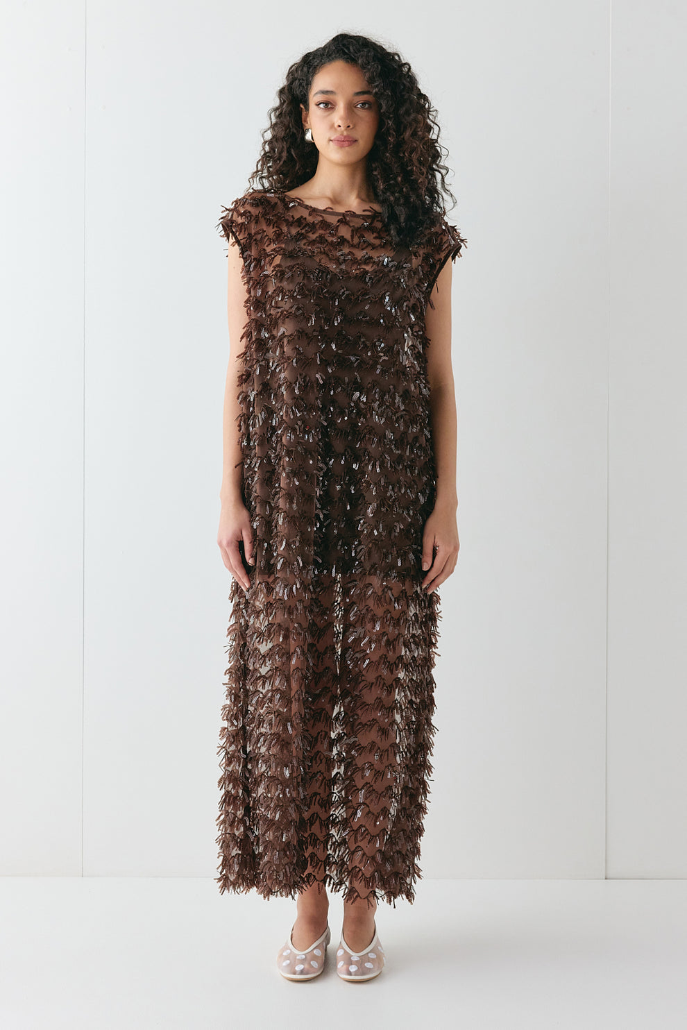Natalia Sequin Maxi Dress Chocolate