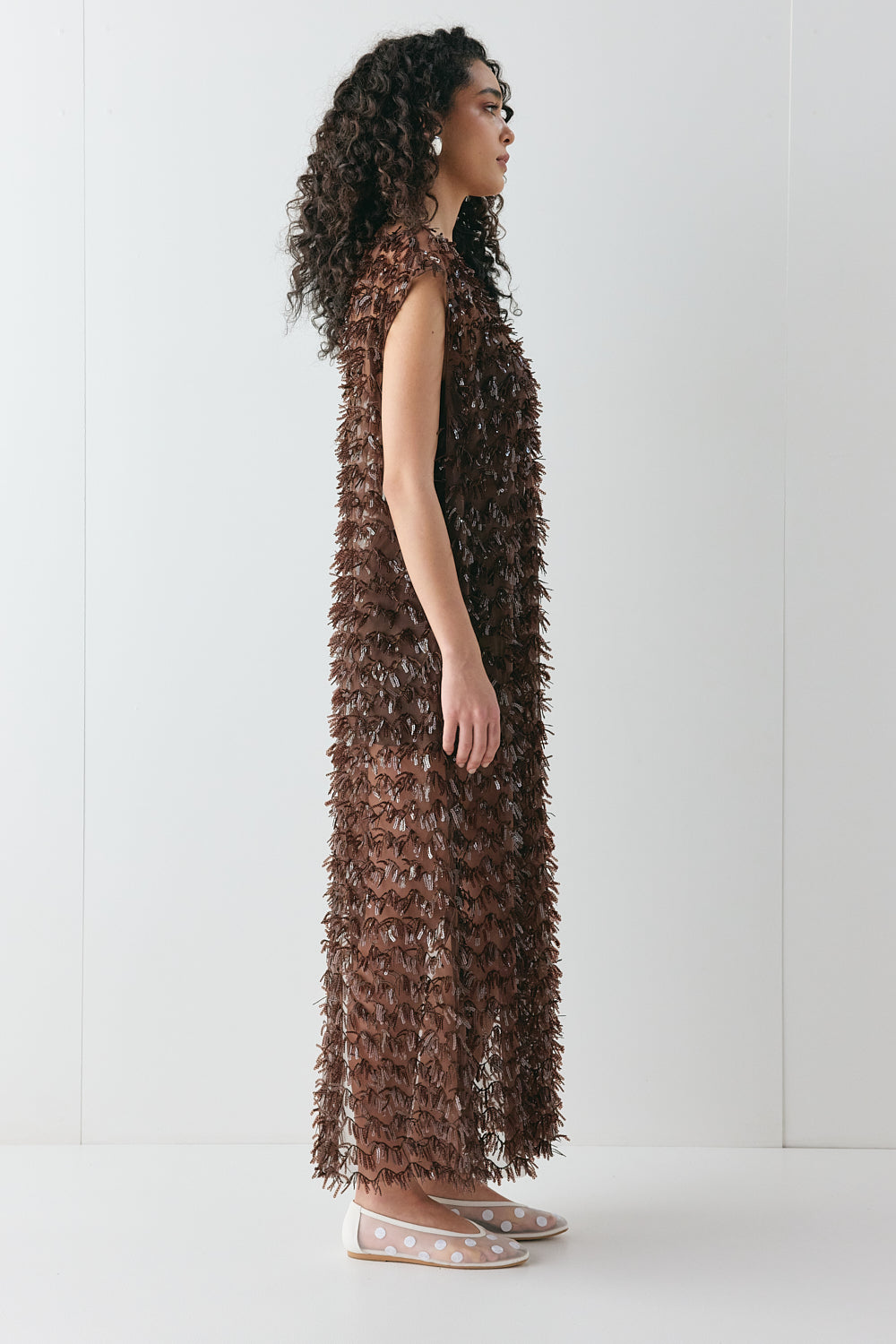 Natalia Sequin Maxi Dress Chocolate