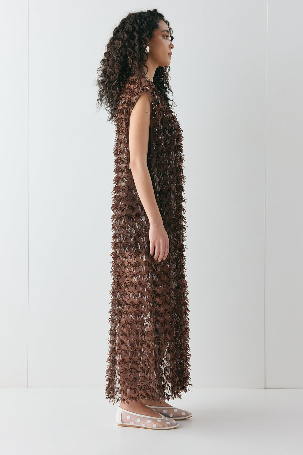 Natalia Sequin Maxi Dress Chocolate