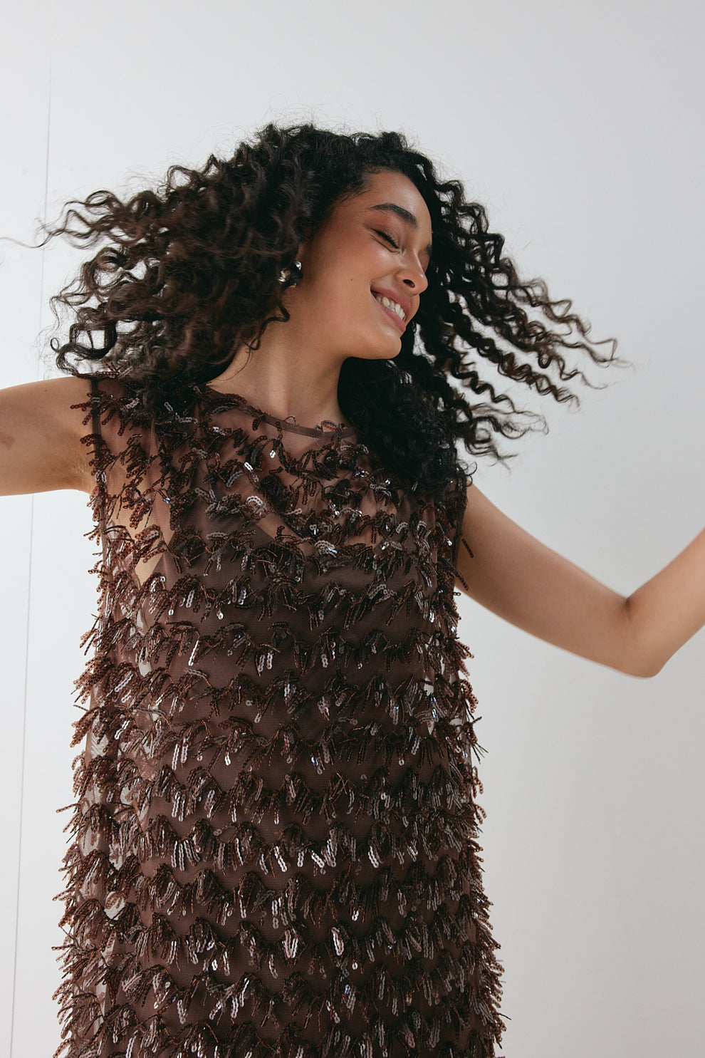 Natalia Sequin Maxi Dress Chocolate