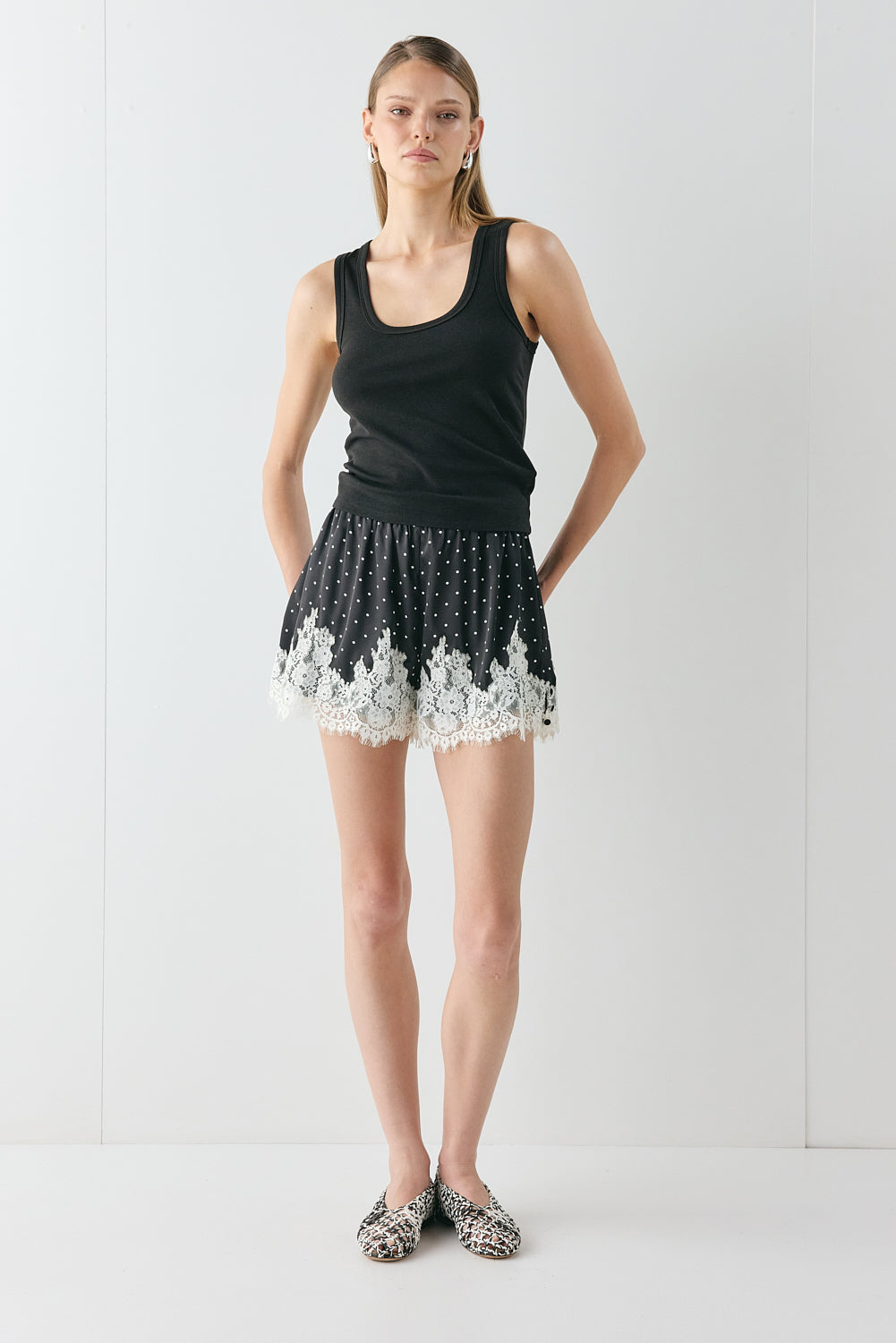 Monikh Satin Lace Shorts Polka Dot - size:Kjnara:AU 6 / US 2