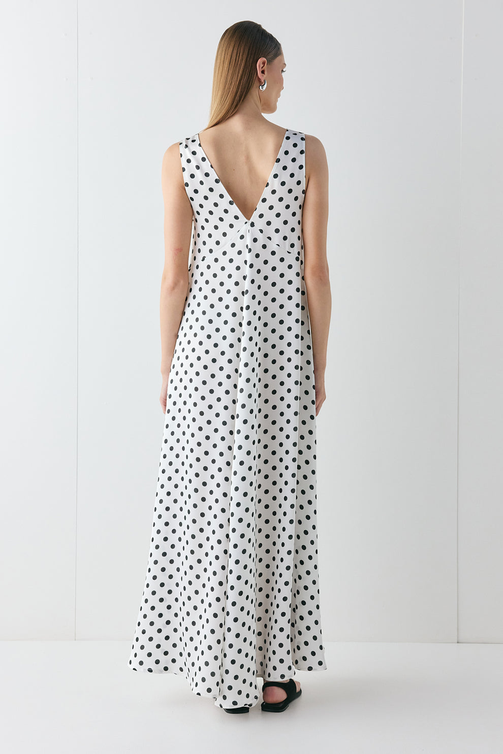 Maeve Satin Maxi Dress Polka Dot
