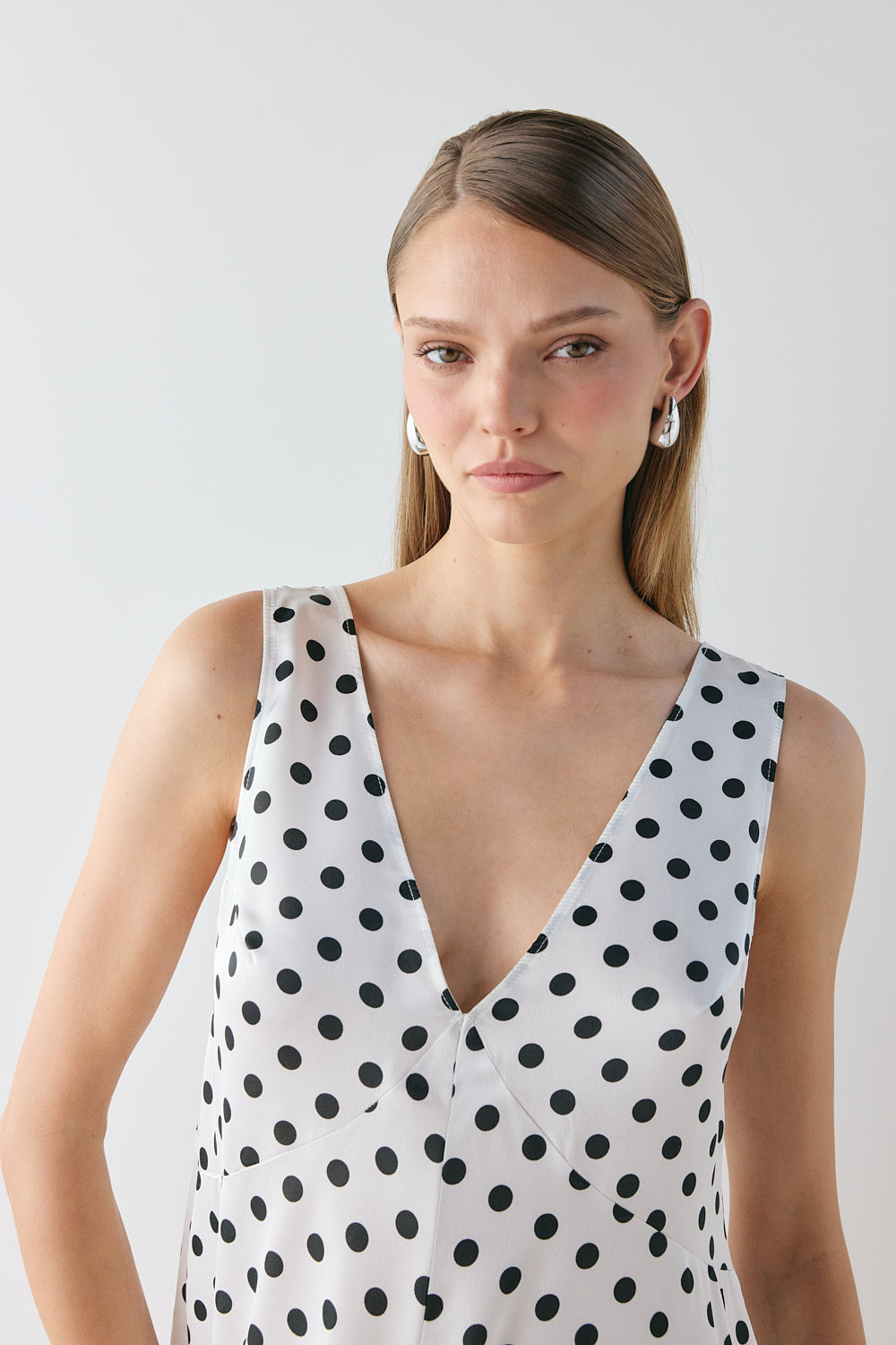 Maeve Satin Maxi Dress Polka Dot