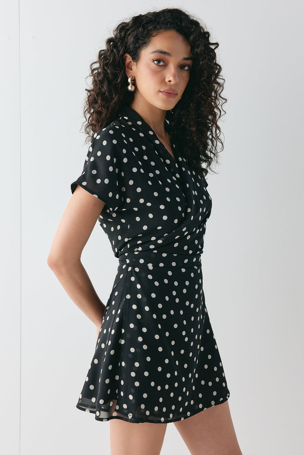 Salma Wrap Mini Dress Polka Dot