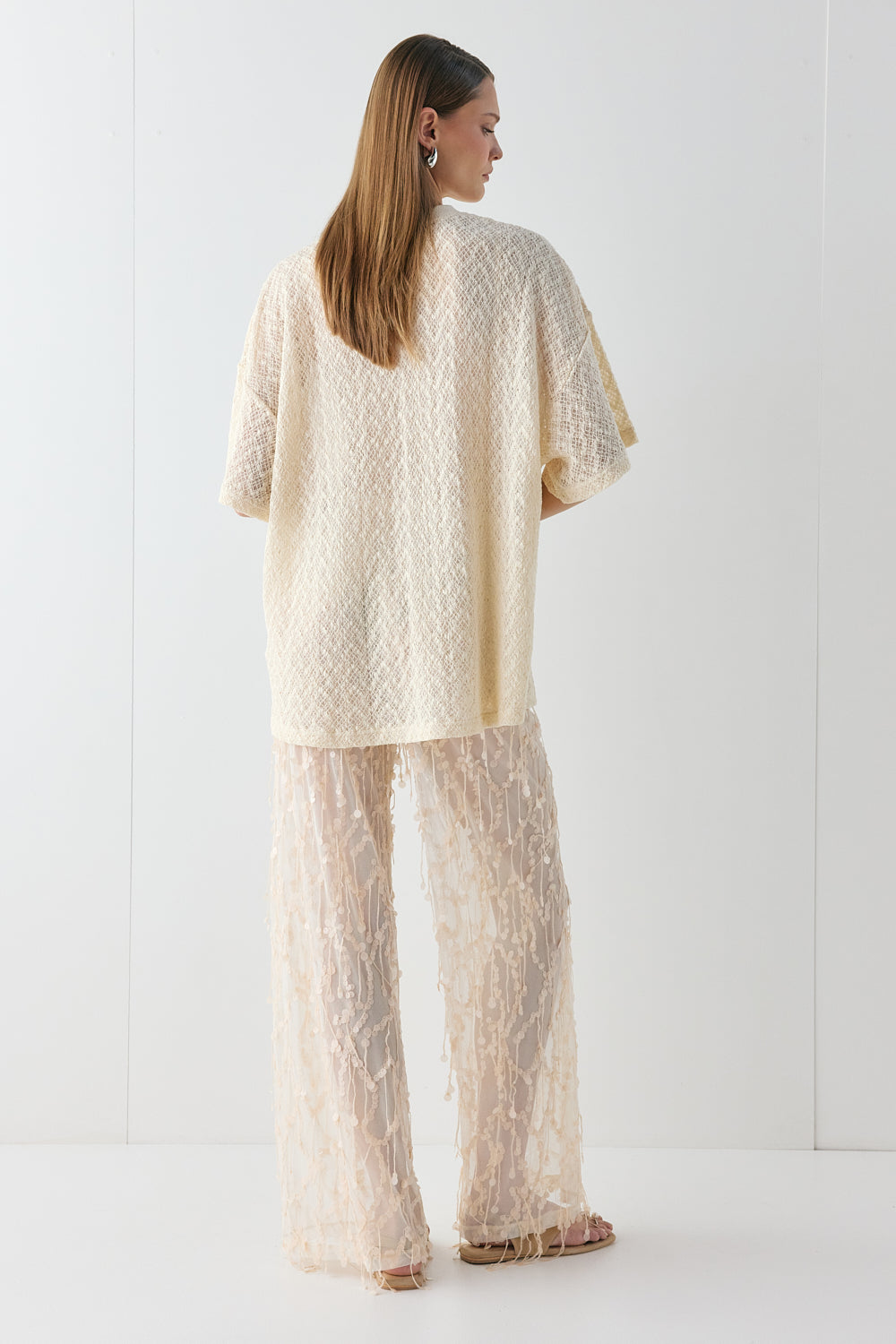 Sia Sequin Pants Cream 