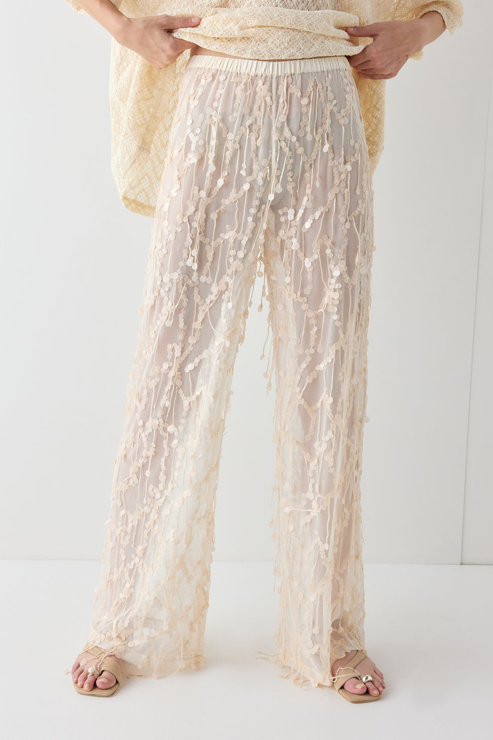 Sia Sequin Pants Cream 