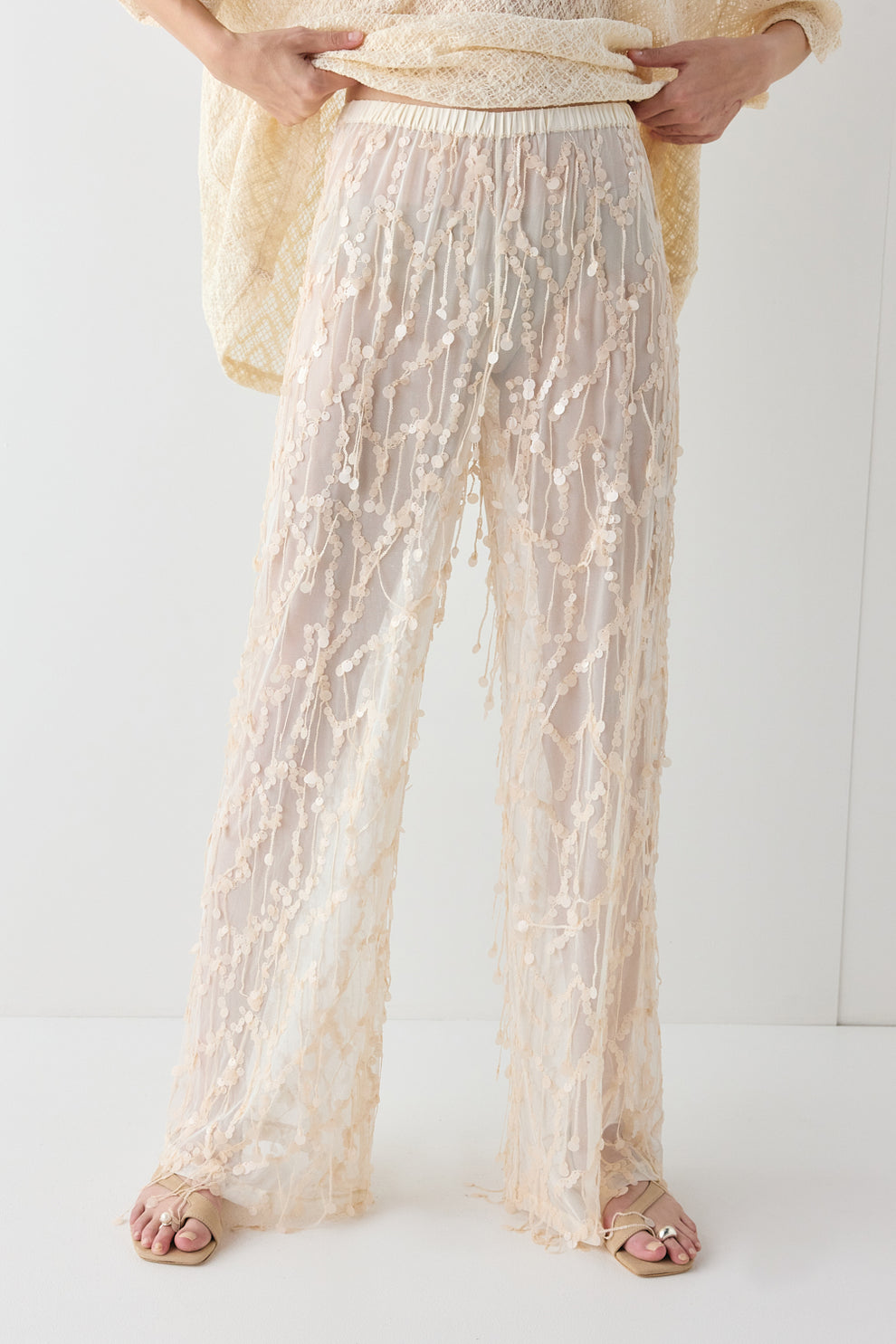 Sia Sequin Pants Cream 
