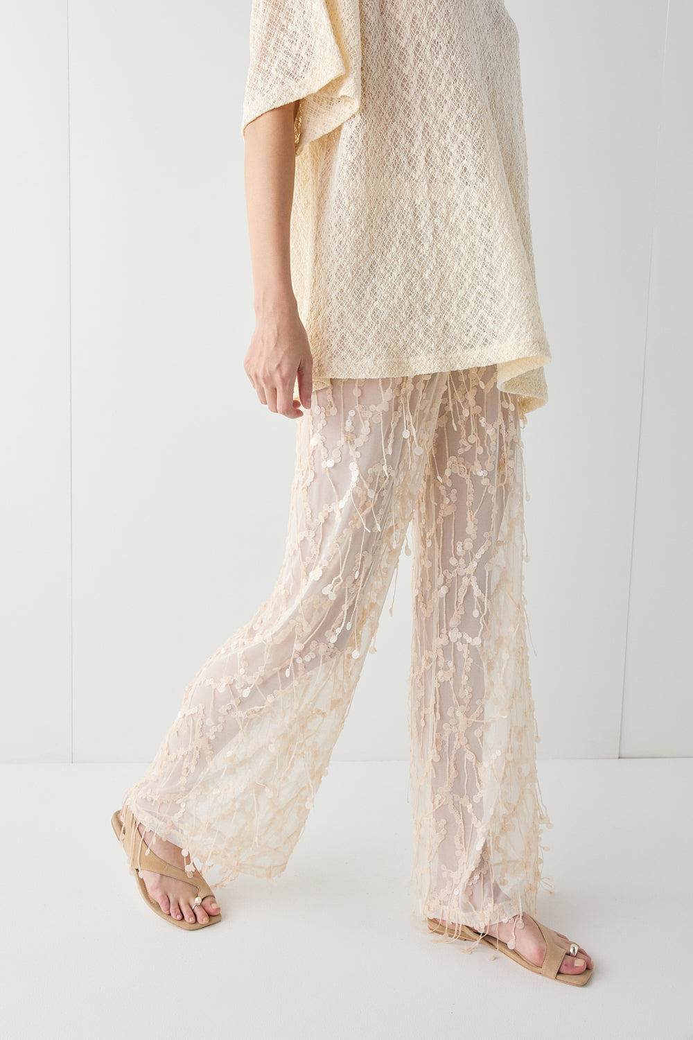 Sia Sequin Pants Cream 