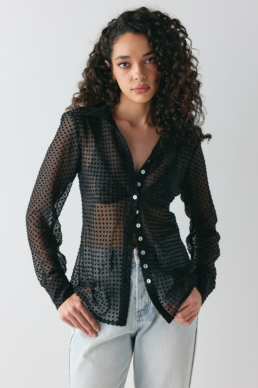 Mila Sheer Bias Shirt Black - size:Beatrys:AU 8 / US 4