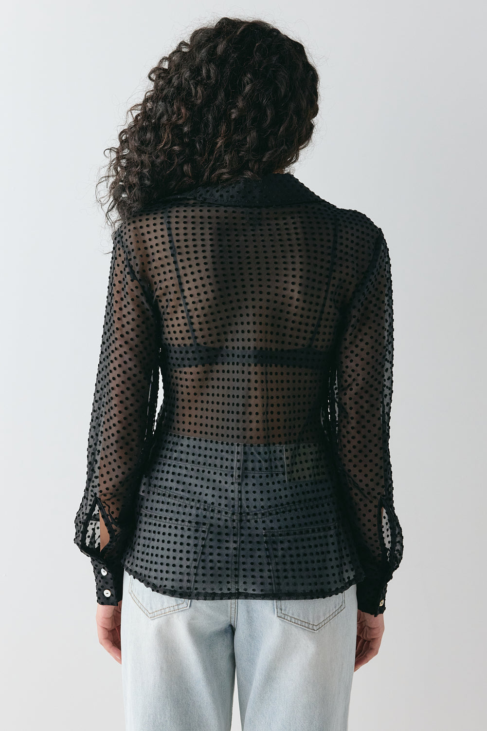 Mila Sheer Bias Shirt Black