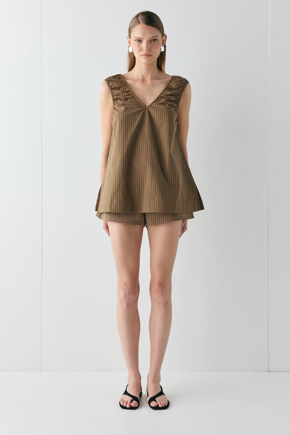 Fira Tunic Top Brown Stripe - size:Kjnara:AU 6 / US 2