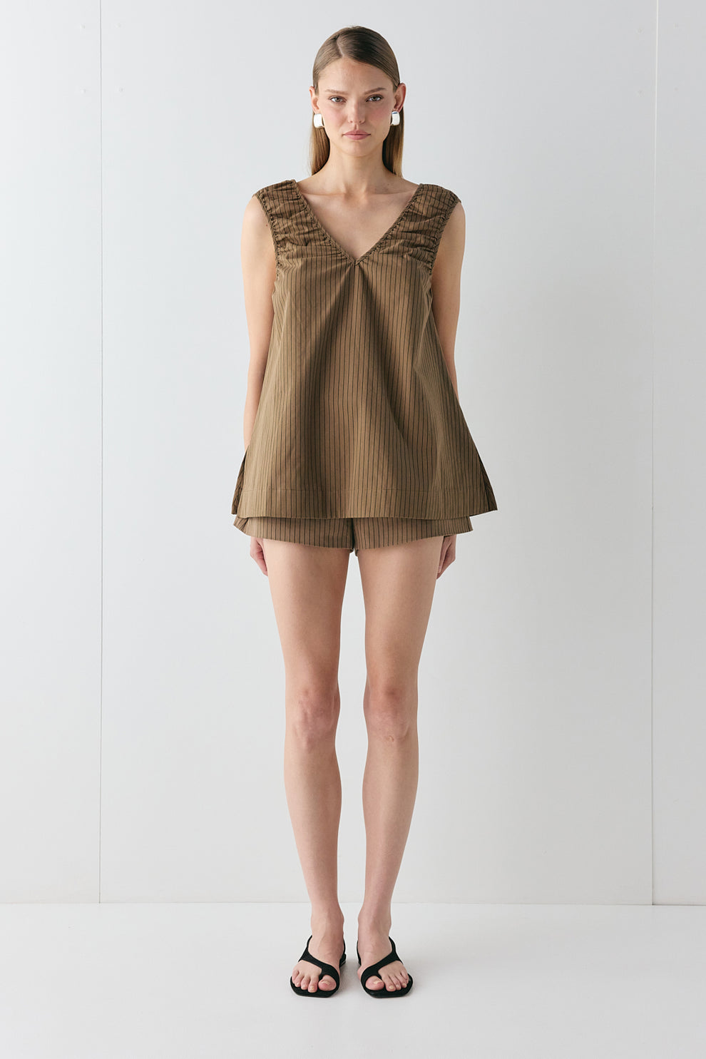 Fira Tunic Top Brown Stripe - size:Kjnara:AU 6 / US 2