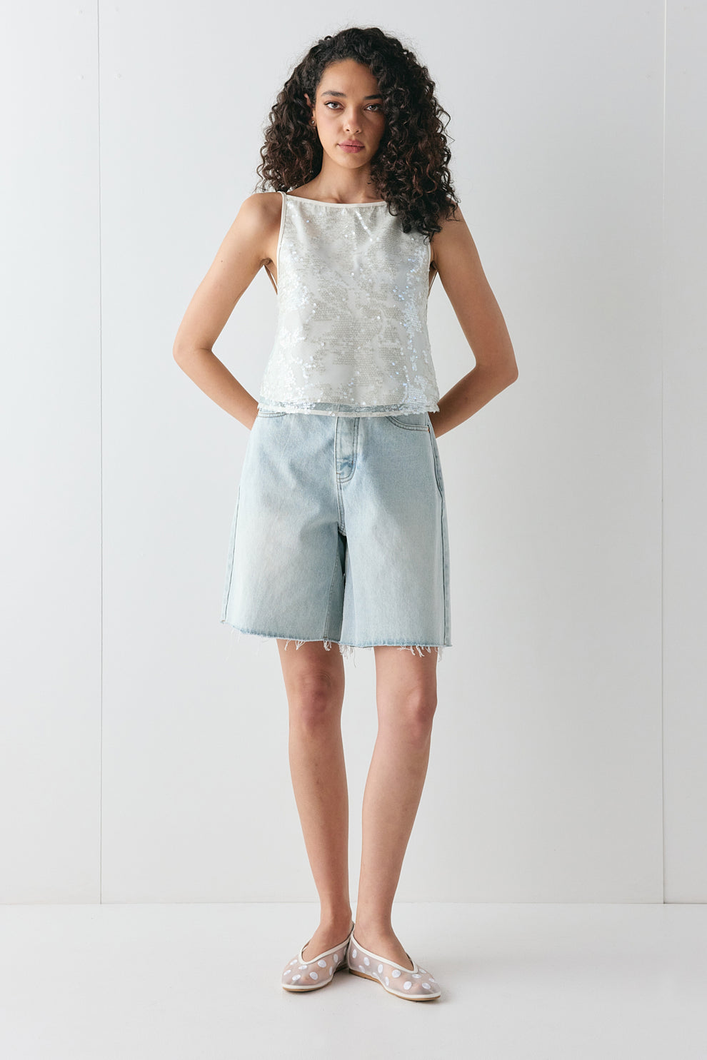 Nati Sequin Top White - size:Beatrys:AU 8 / US 4