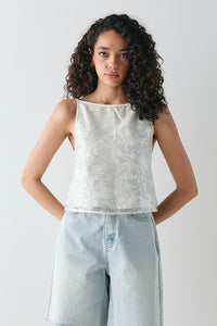 Nati Sequin Top White