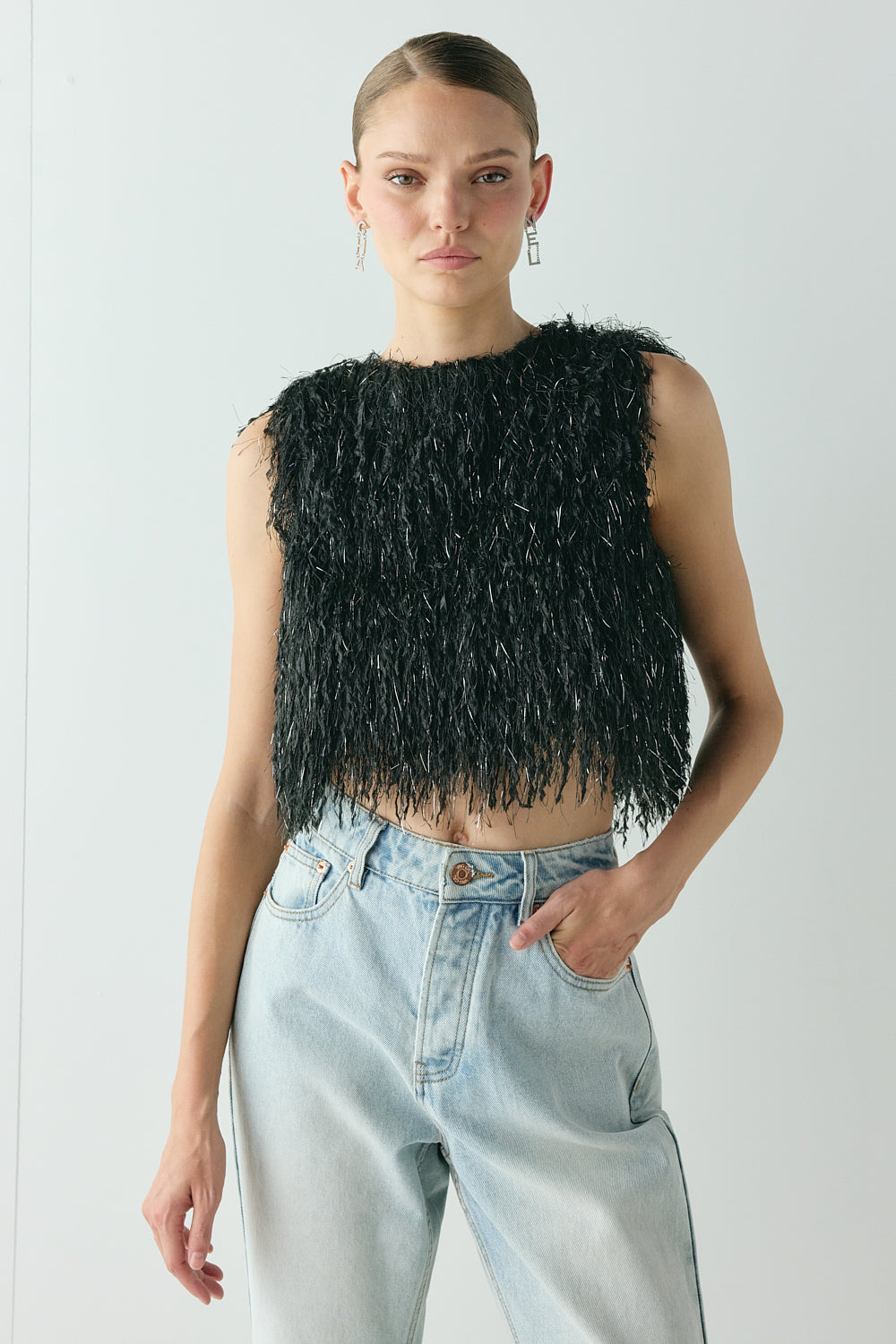 Vivia Fringe Top Black