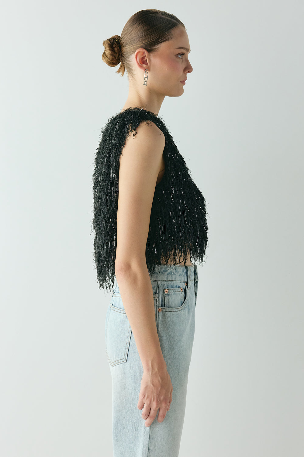 Vivia Fringe Top Black