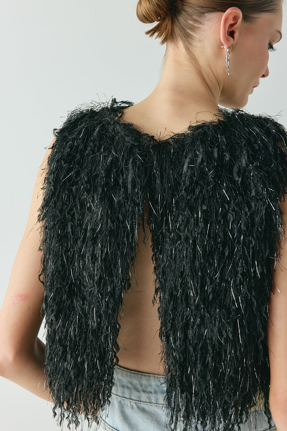 Vivia Fringe Top Black