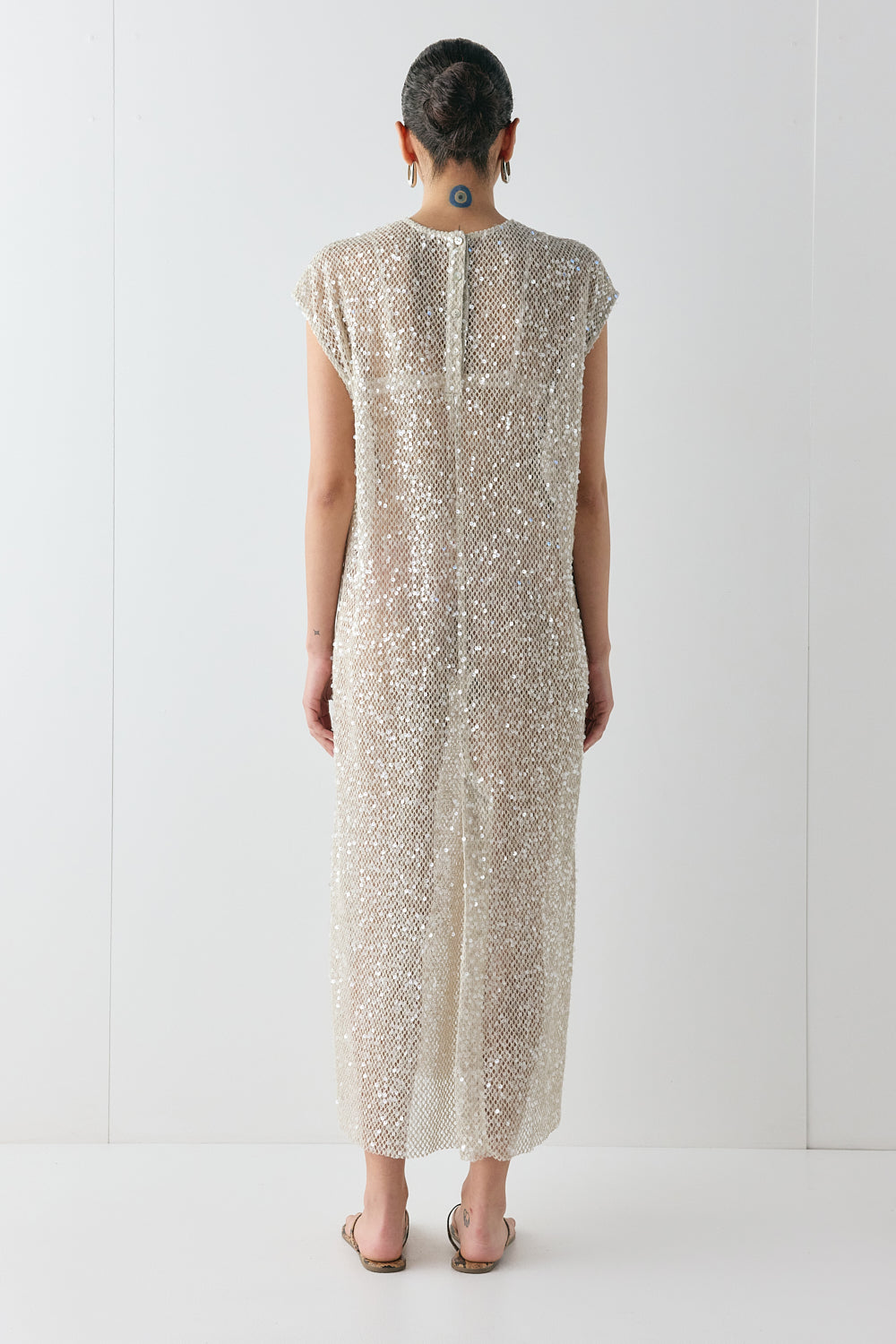 Sabre Sequin Midi Dress Oat