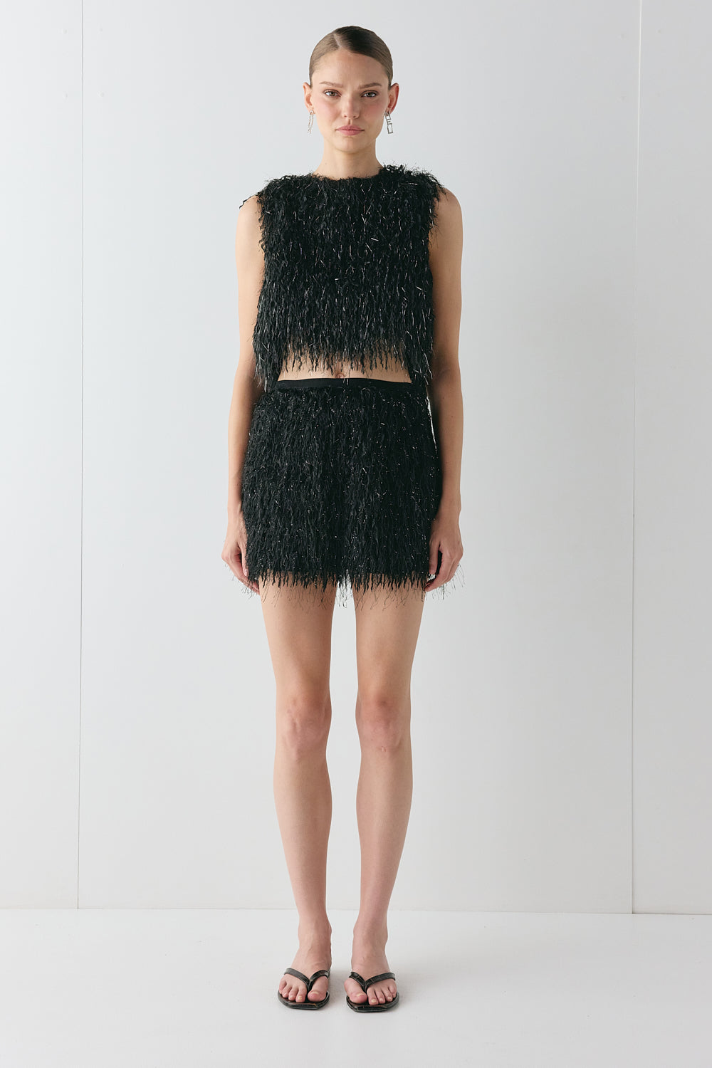 Lucia Fringe Mini Skirt Black – VRG GRL