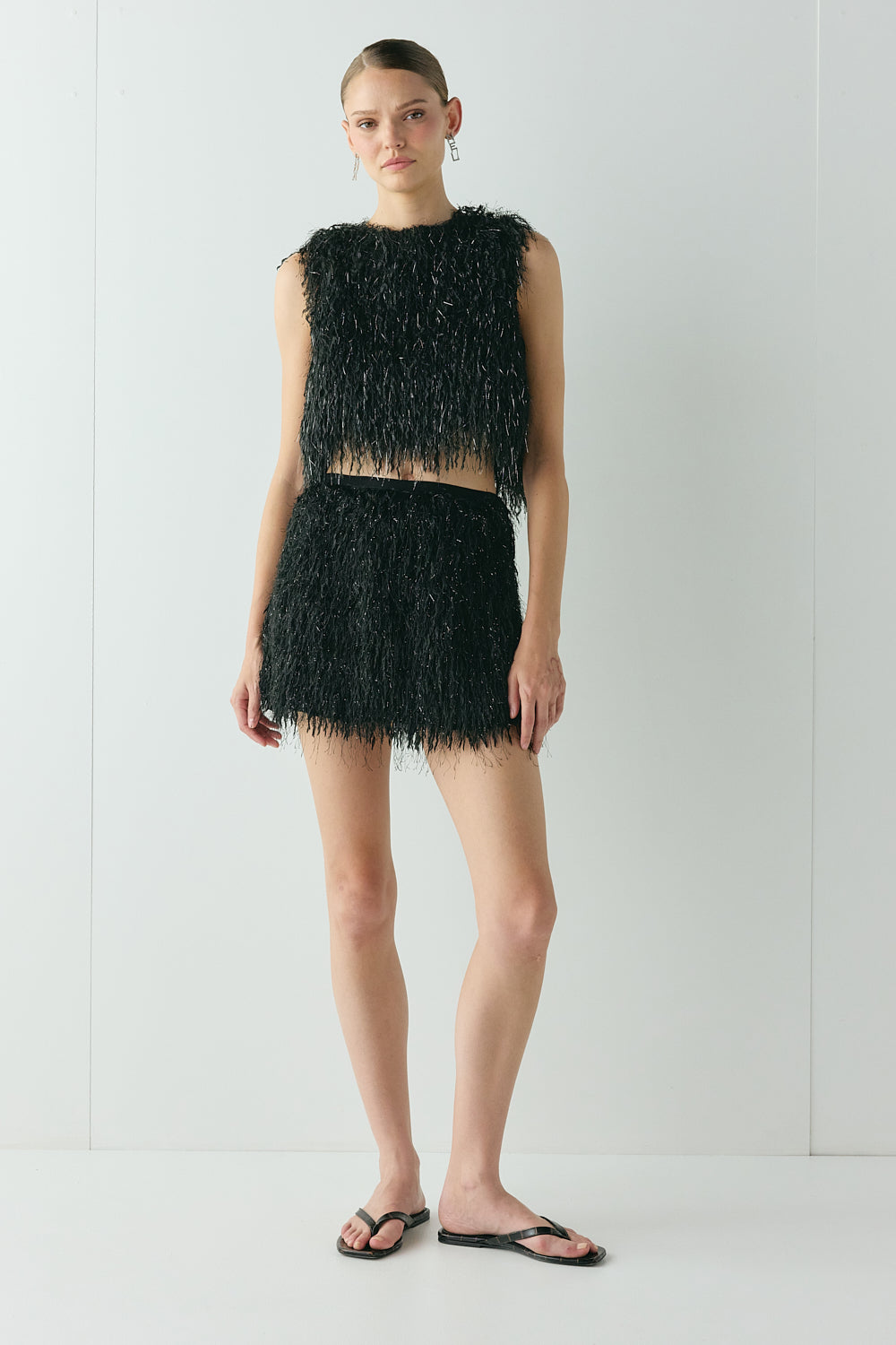 Vivia Fringe Top Black