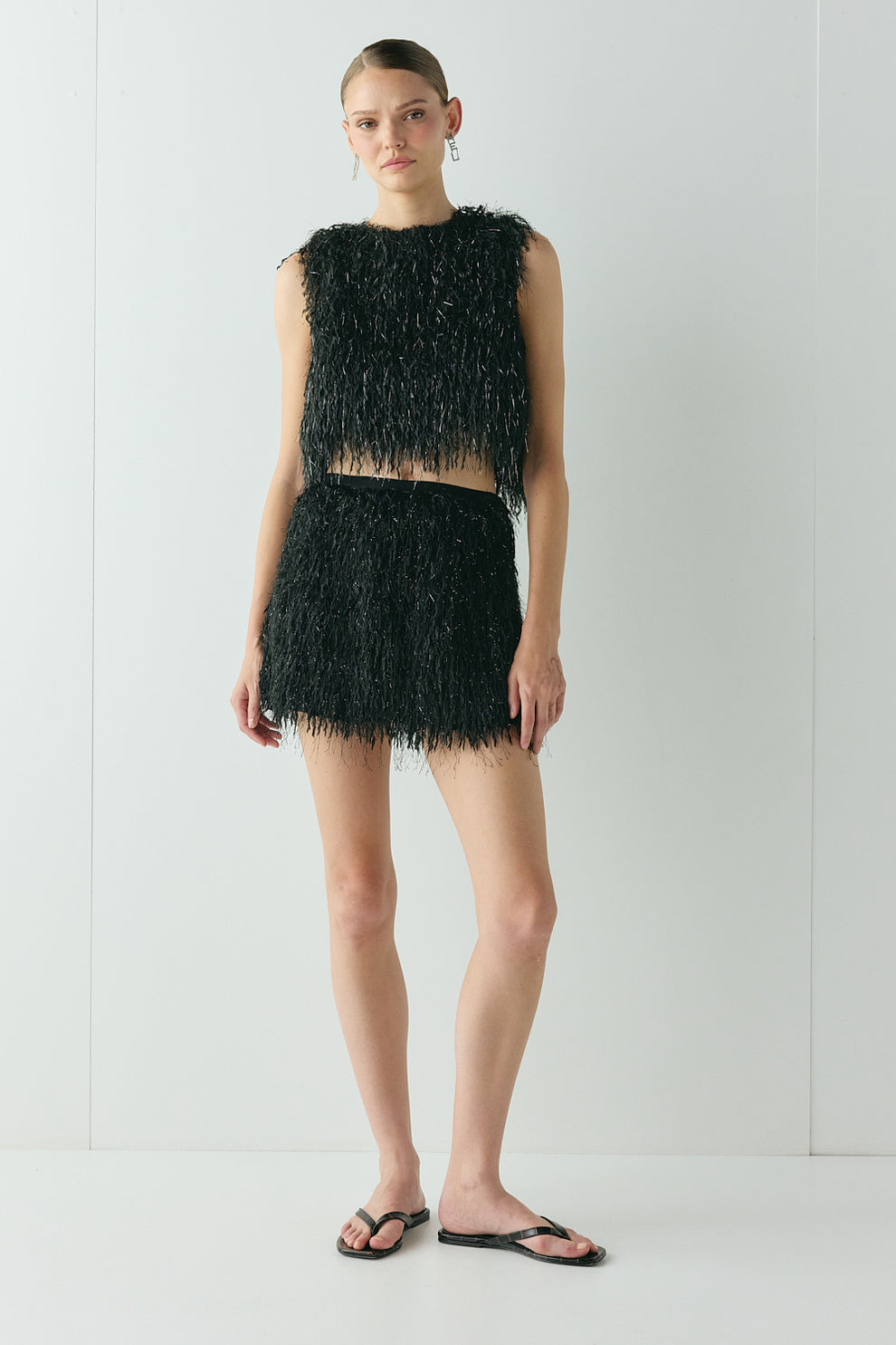 Vivia Fringe Top Black