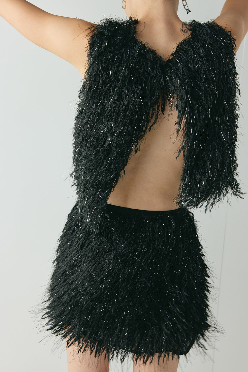 Lucia Fringe Mini Skirt Black