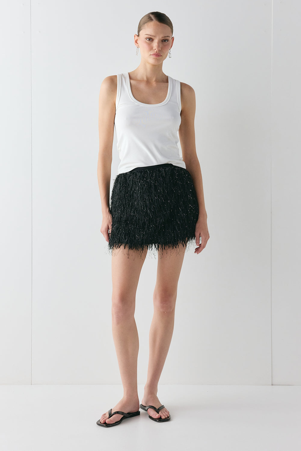 Lucia Fringe Mini Skirt Black