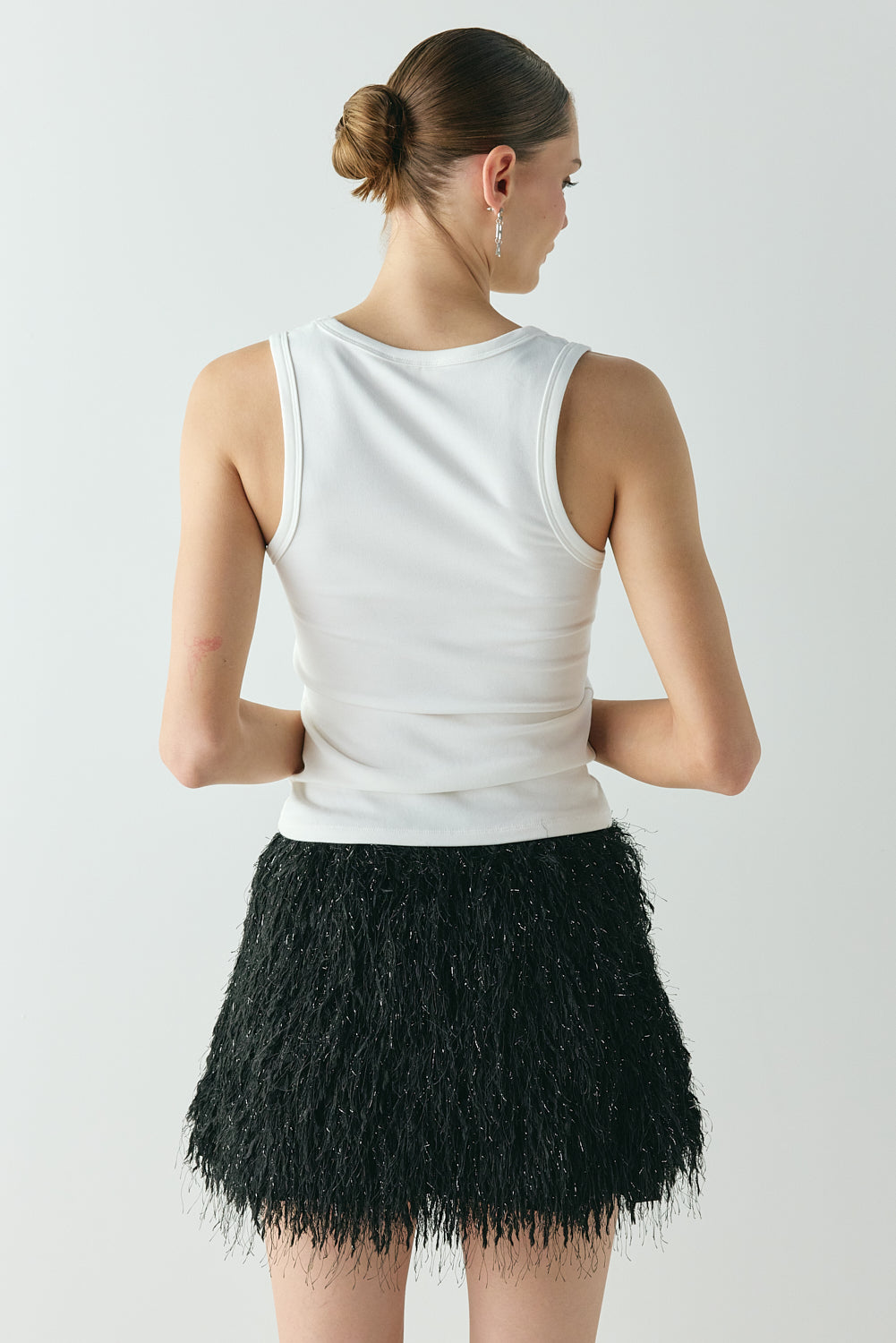 Lucia Fringe Mini Skirt Black