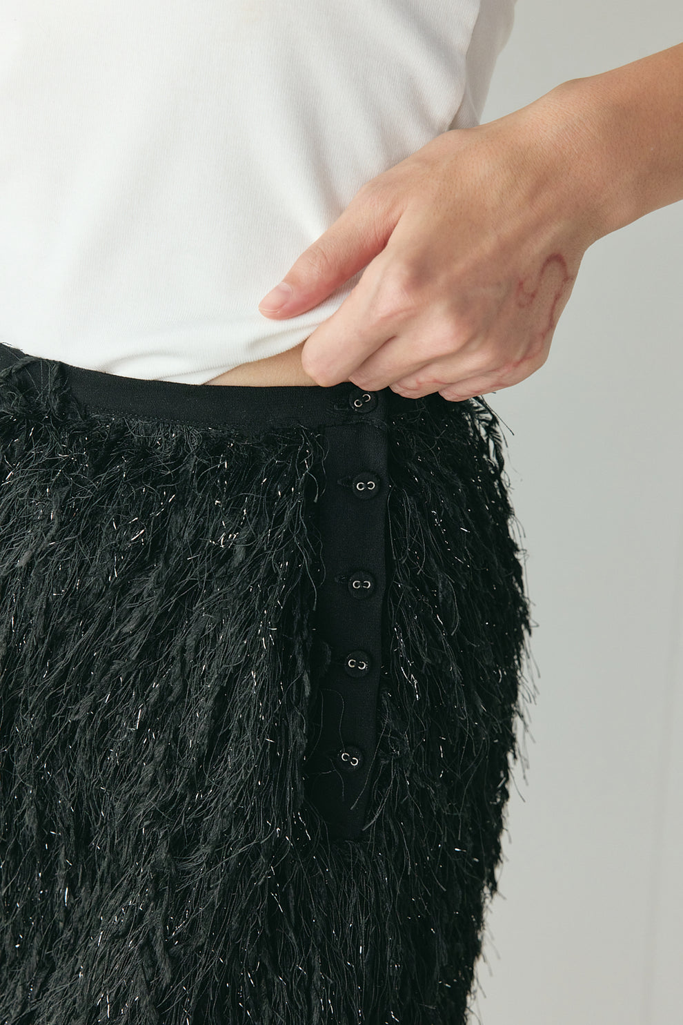 Lucia Fringe Mini Skirt Black