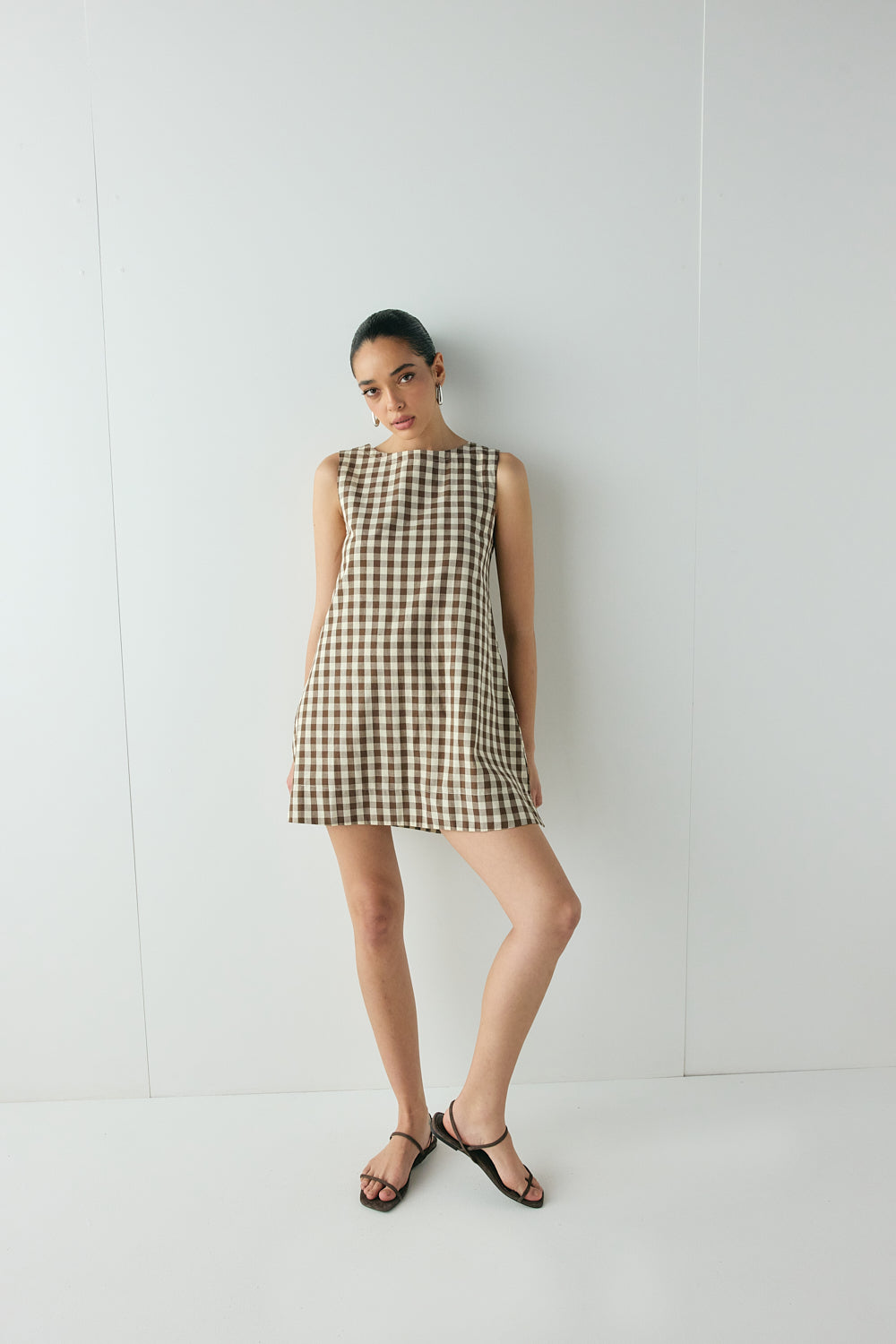 Aftersun Mini Dress Brown Check 
