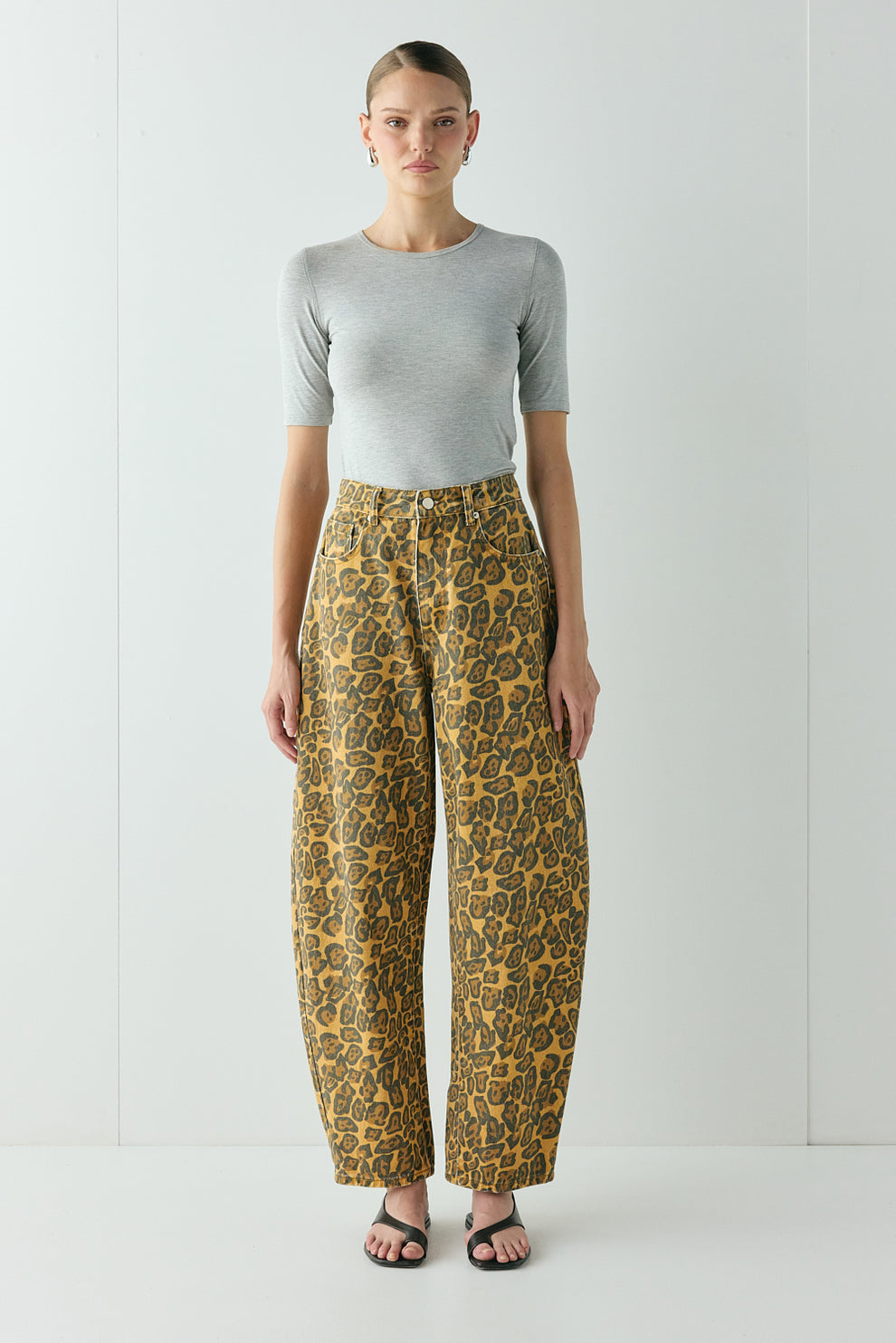 Lex Barrel Denim Jeans Leopard - size:Kjnara:AU 6 / US 2