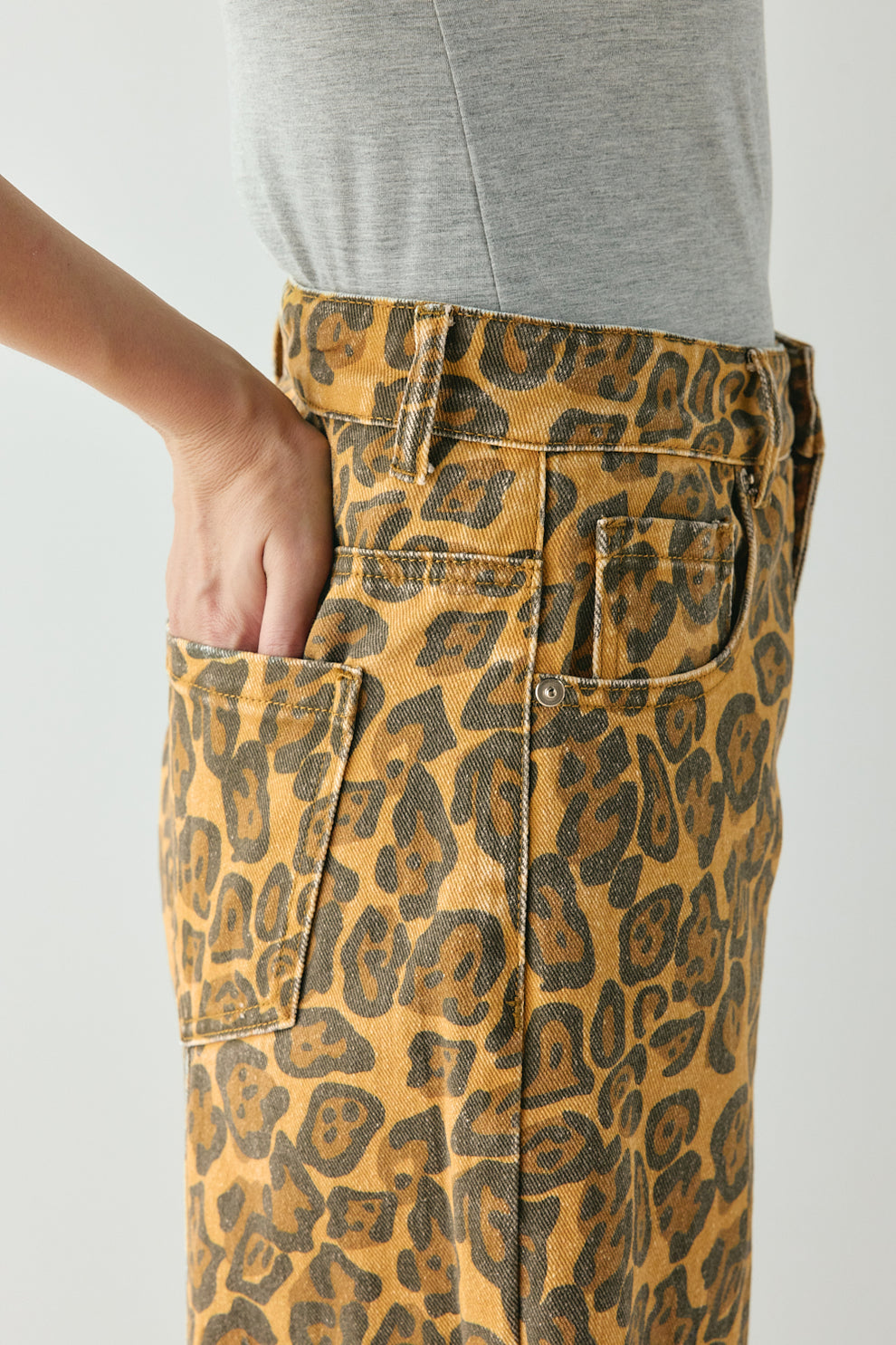 Lex Barrel Denim Jeans Leopard 
