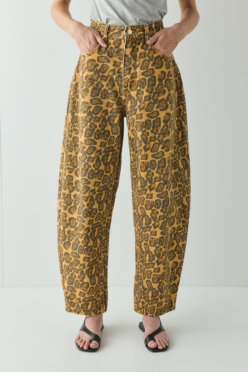 Lex Barrel Denim Jeans Leopard 