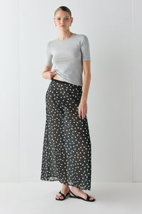 Vilma Sheer Maxi Skirt Black Polka Dot