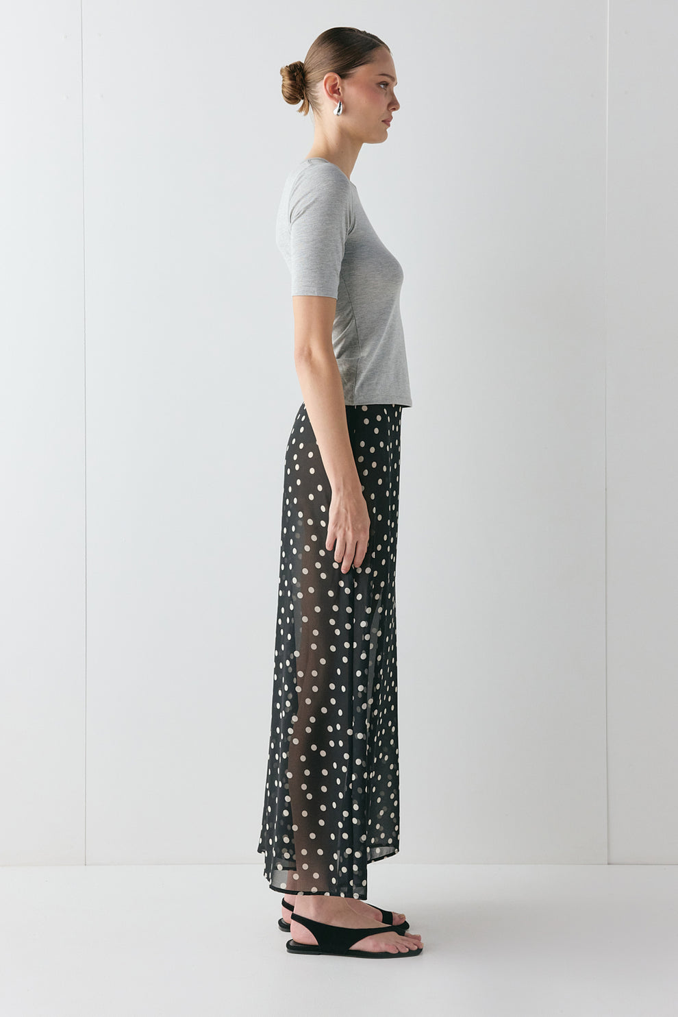Vilma Sheer Maxi Skirt Black Polka Dot