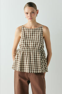 Indi Top Brown Check