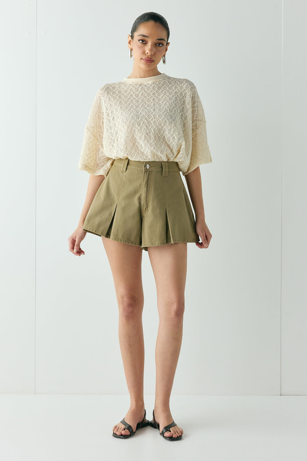 Abigail Denim Shorts Khaki - size:Beatrys:AU 8 / US 4