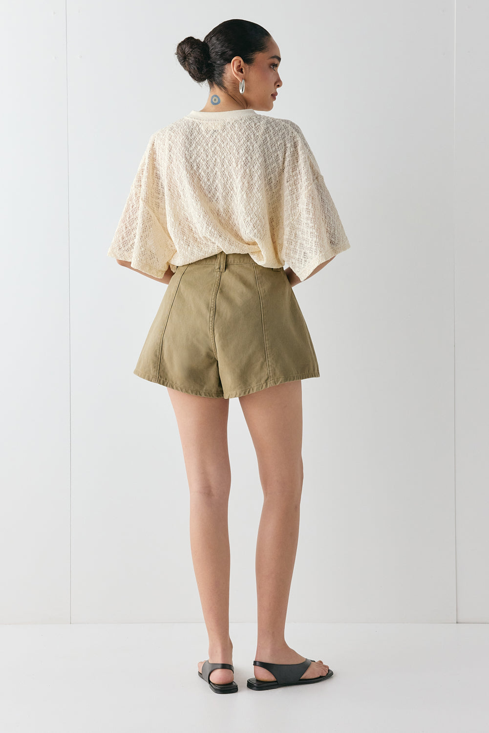 Abigail Denim Shorts Khaki