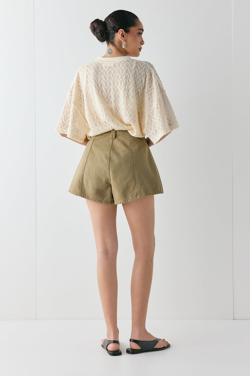 Abigail Denim Shorts Khaki