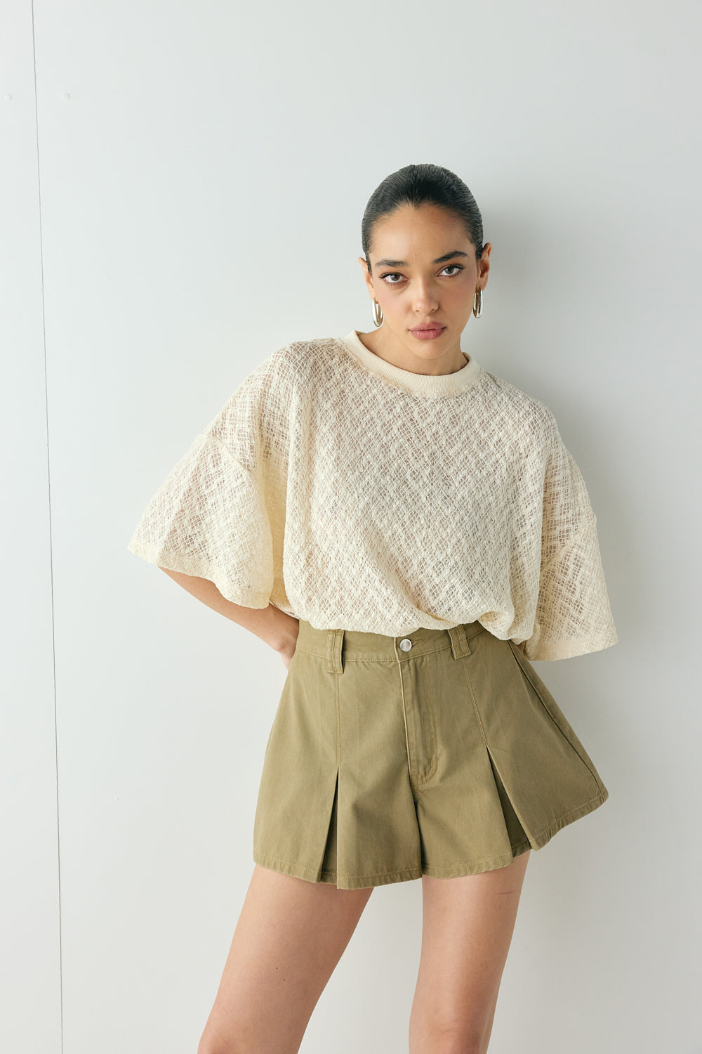 Abigail Denim Shorts Khaki