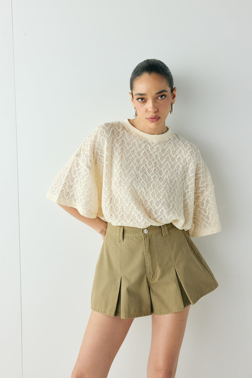 Abigail Denim Shorts Khaki
