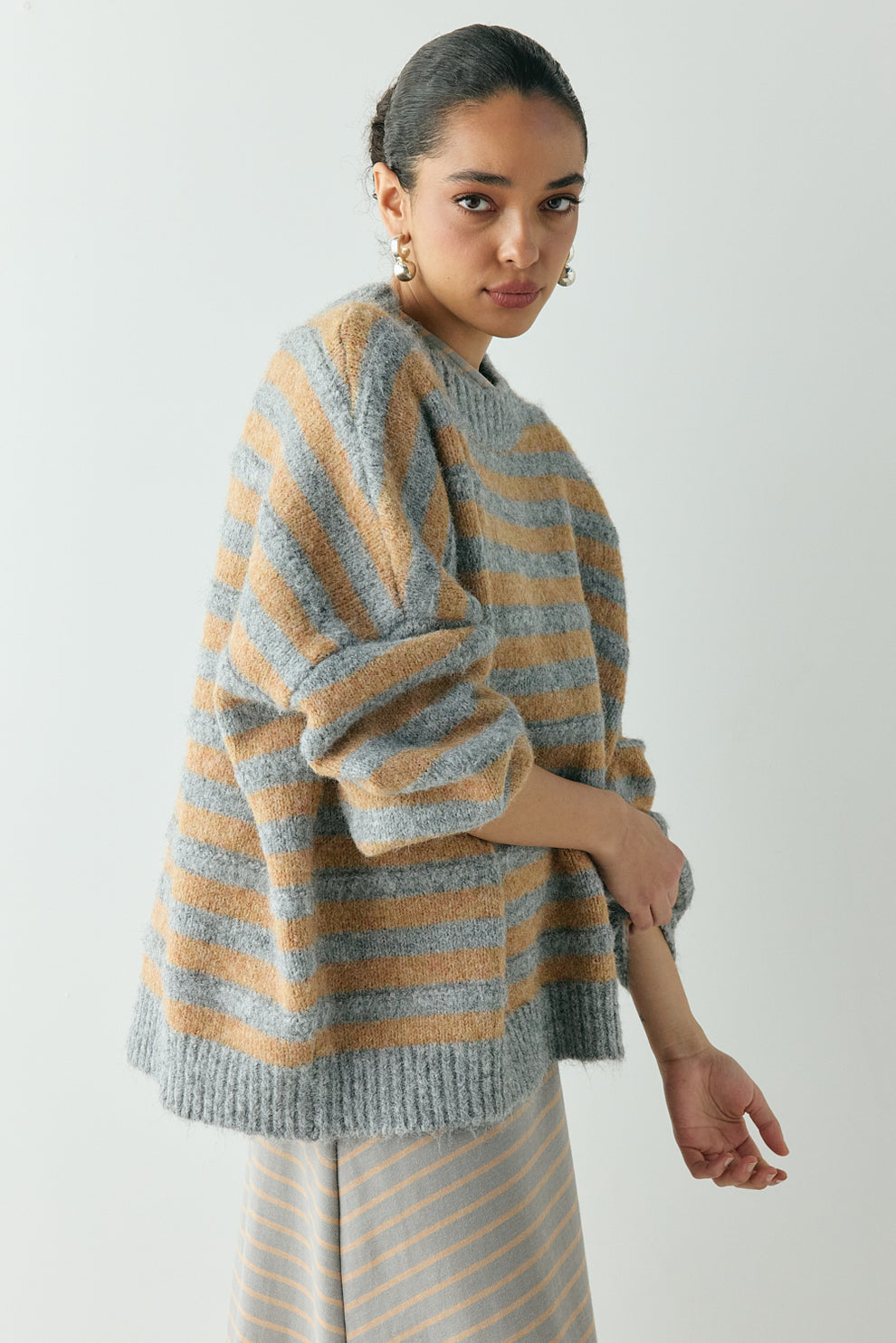 Sam Knit Jumper Apricot Stripe
