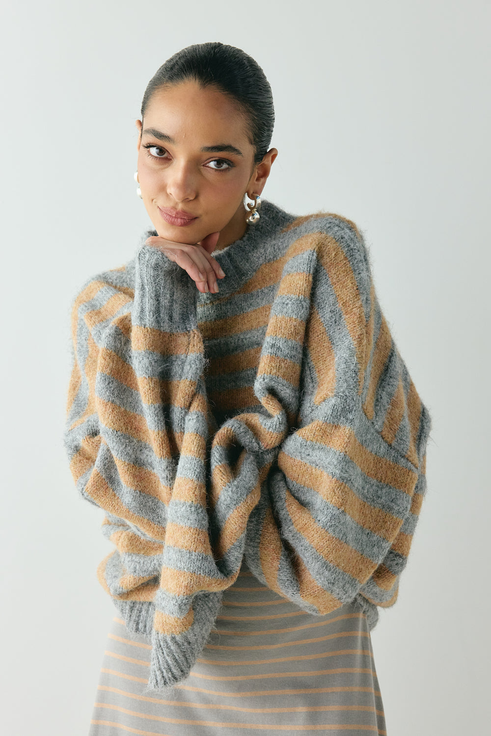 Sam Knit Jumper Apricot Stripe