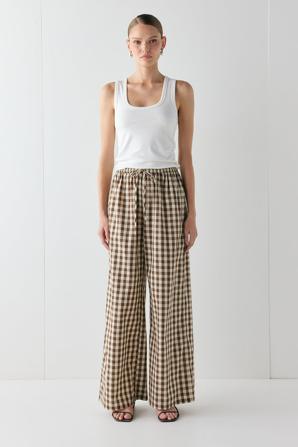 Raya Pants Brown Check - size:Kjnara:AU 6 / US 2