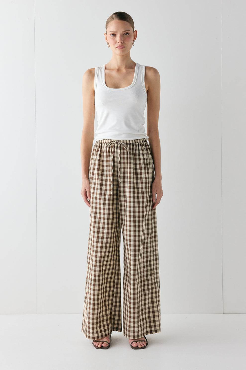 Raya Pants Brown Check - size:Kjnara:AU 6 / US 2