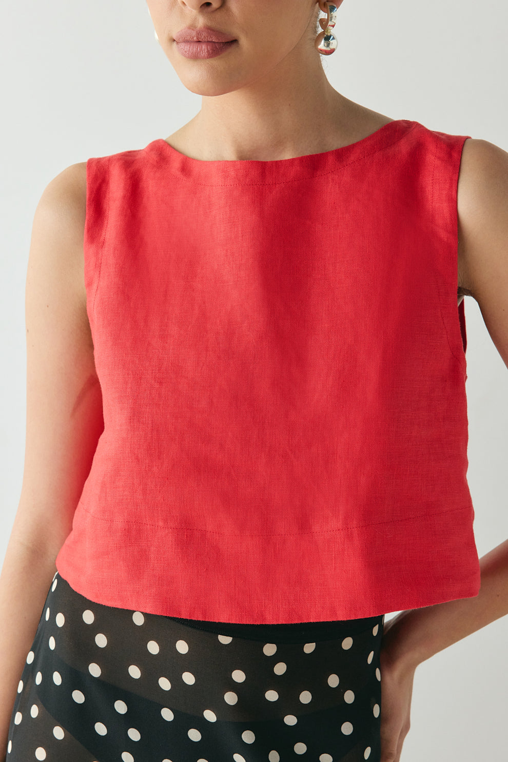 Clem Linen Top Red