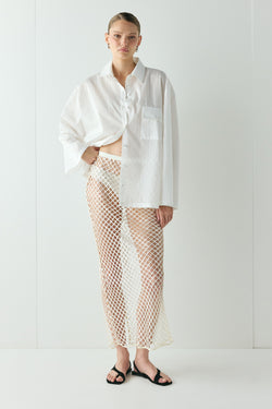 Devyn Sequin Net Midi Skirt Cream - size:Kjnara:AU 6 / US 2