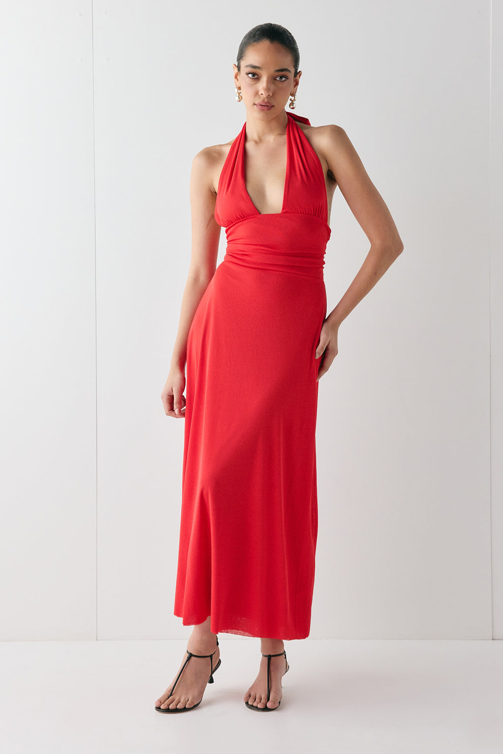 When In Italy Halter Midi Dress Red
